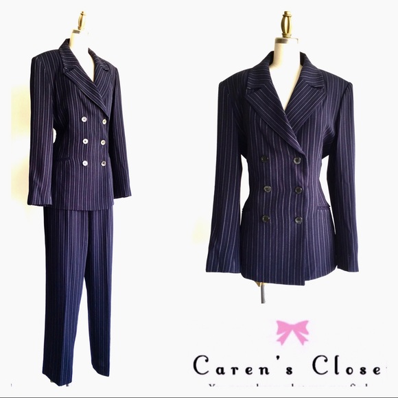 SOLD Vintage 1980s Pierre Balmain Pinstripe Suit - Picture 2 of 6